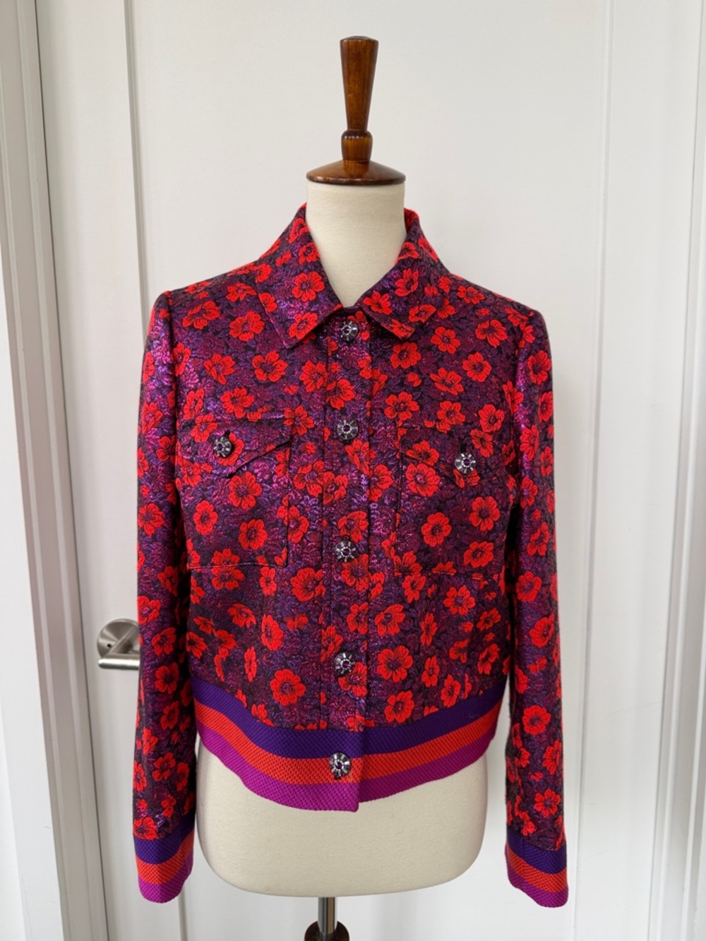 Louise Kennedy Metallic Thread Moto Jacket S - Picture 2 of 12